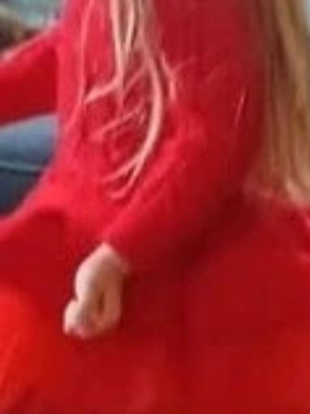 Red Sweater Knit Tulle Hem Girls' Dress 4T - Picture 4 of 4